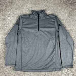 North Face Tech Fleece Jacket Mens Large Gray Quarter Zip Pullover
